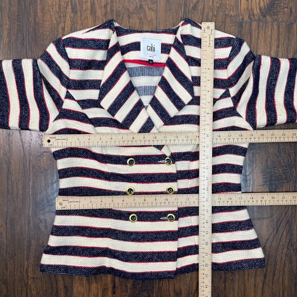 Cabi Cruise Jacket 6 Nautical Stripe Navy Blue Tweed Double Breasted Blazer - Picture 8 of 13